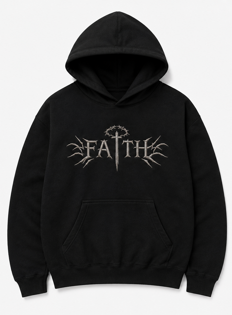 FAITH - HOODIE, front embroidered, back printed - (PRE-ORDER)