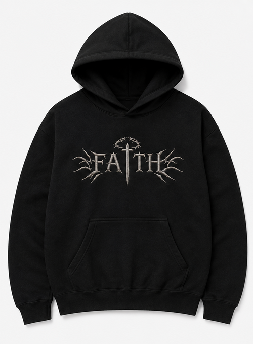 FAITH - HOODIE, front embroidered, back printed - (PRE-ORDER)