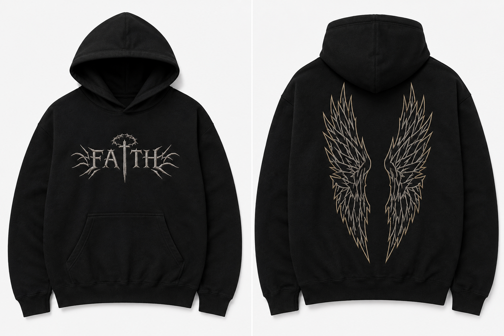 FAITH - HOODIE, front embroidered, back printed - (PRE-ORDER)